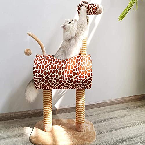 Pathosio Pets New 2023 Safari Activity Cat Tree Condo With Scratching Posts, Activity Tower Cat Play House Furniture - Giraffe #TOP2