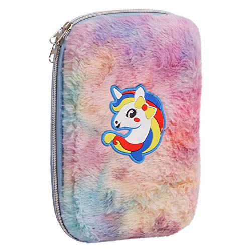 Image of Zest 4 Toyz Unicorn Fluffy Pencil Case|Cute Plush Pencil Pouch Large Capacity Hardtop EVA Pencil Case with Soft Fur Durable Zipper|School Pouch for Girls-Multicolor