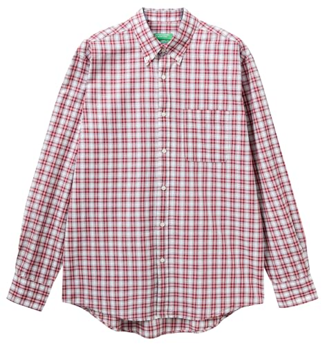 Chemise Benetton rouge en coton taille L pour homme élégant