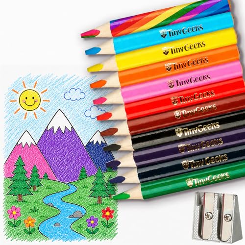 Set de Crayons de Couleur Jumbo pour Enfants - Crayons Courts et Épais Triangulaires pour Enfants de 3 à 7 Ans - Pour Maternelle, Tout-petits et Débutants -...