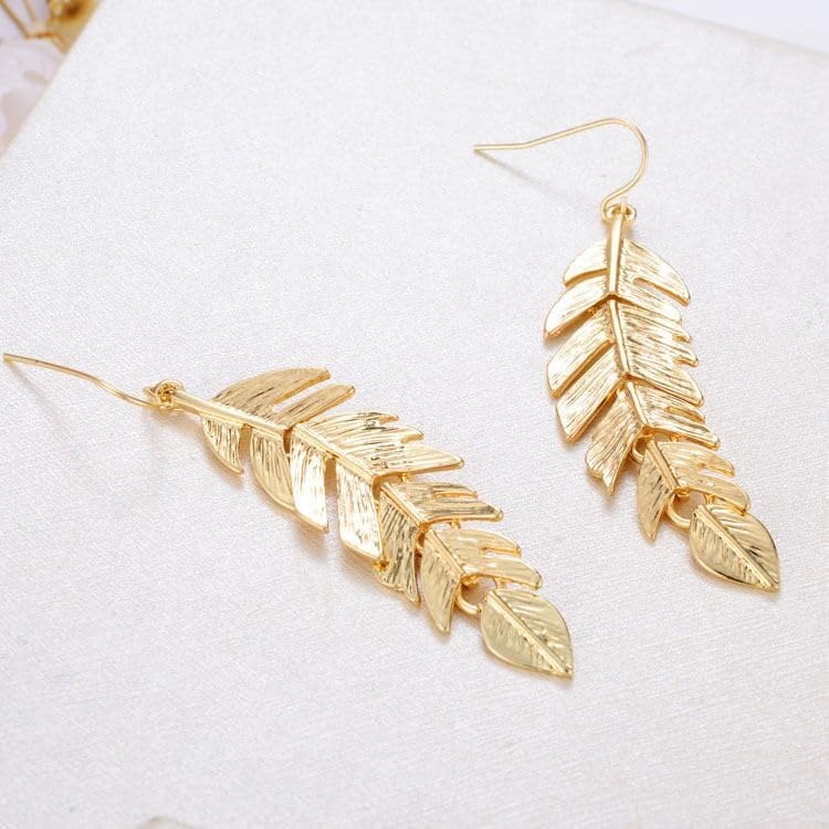 ONLYJUMP Feather Earrings for Women Boho Artistic Vintage Leaf Metal Dangle Drop Earrings Lightweight Leaf Earrings with Detailed Texture Drop Dangle Earring Jewelry Gifts - Image 7