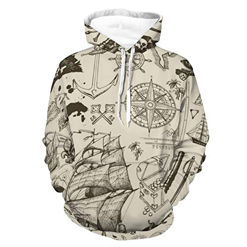 CAHANKO Pirate Adventure Nautical Unisex Hoodie Casual Pullover Cool Sweatshirt Jacket