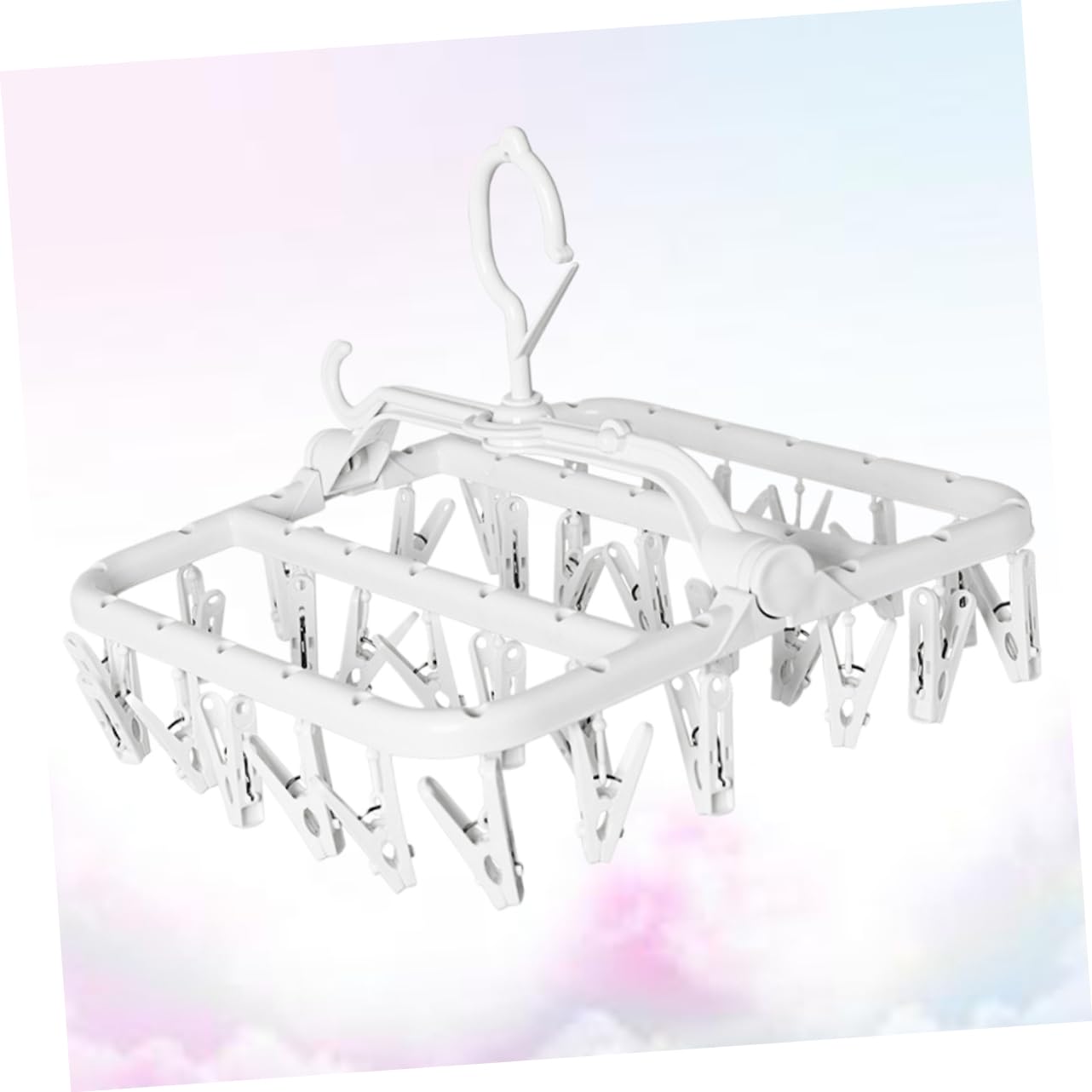 CHILDWEET Socks Clips Large Capacity Socks Hanger Coat Hangers Clothes Hangers Rv Clothes Drying Rack Pants Hangers Space-Saving Hanger Folding Trouser Hangers Clips for Hanging Hooks White