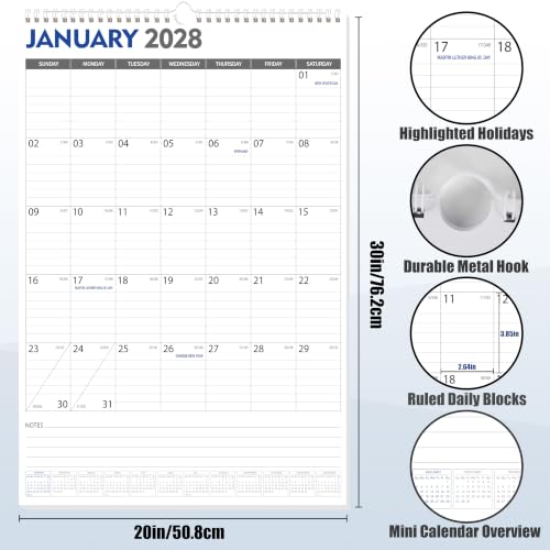 Image of GuassLee Extra Large Wall Calendar 2027-2028, 18 Month, 20 inchx30 inch