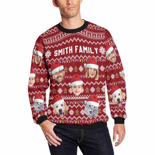 Custom Ugly Christmas Sweater for Men Women Personalized Face Sweatshirt Funny Pullover Xmas Party Holiday Shirt2