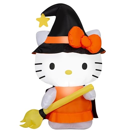 Halloween Hello Kitty Witch 3.5ft Yard Inflatable - Seasonal Indoor/Outdoor Decor