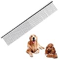 nuoshen Stainless Steel Pet Grooming Comb, 19 x 3.5 cm Rounded Teeth Dog Comb Greyhound Comb Grooming Tools for Large Medium and Small Dogs Cats Horse
