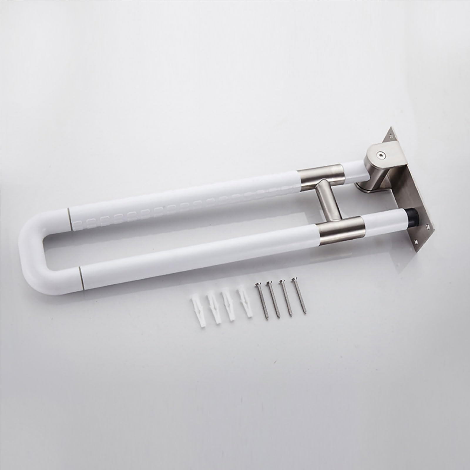 Barra de Apoyo para Inodoro Blanco, Barra Seguridad para Baño Acero Inoxidable Asidero Abatible 70cm Asa Antideslizante Manija de la Ducha Barras Sujeción 70cm/27.5in
