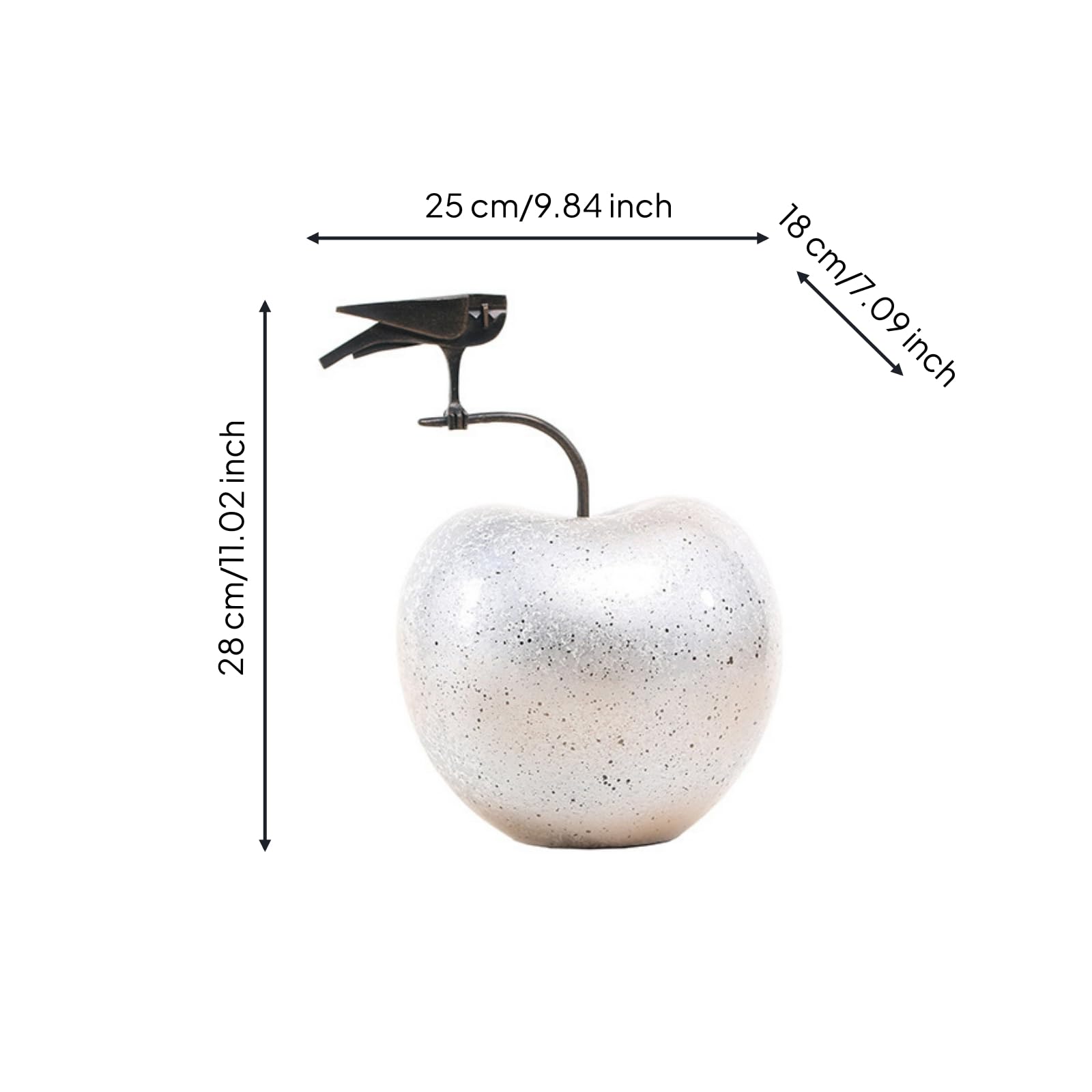Apfel-Dekofigur glänzend Dekoapfel gebogener Stiel Apfelfigur für Schreibtisch, Regal, Modellraum, Groß 25 18 28cm, Rot