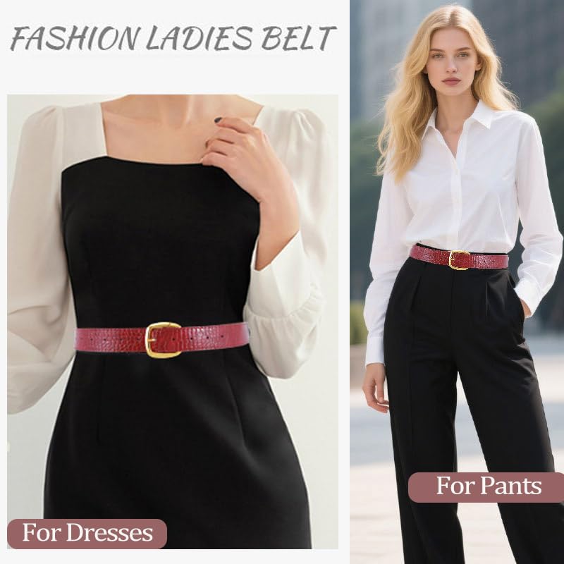 Yalice Women's Belt for Jeans Pants Dresses Fashion Ladies Leather Waist Belts with Gold Buckle4