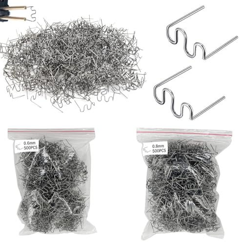 Grapas Onduladas, 1000 PCS Parachoques automático plastico Soldadura Reparar Grapadoras calientes 0,8mm / 0,6mm, Grapas de Onda Precortadas, Soldador Plastico Grapas, Grapas calientes