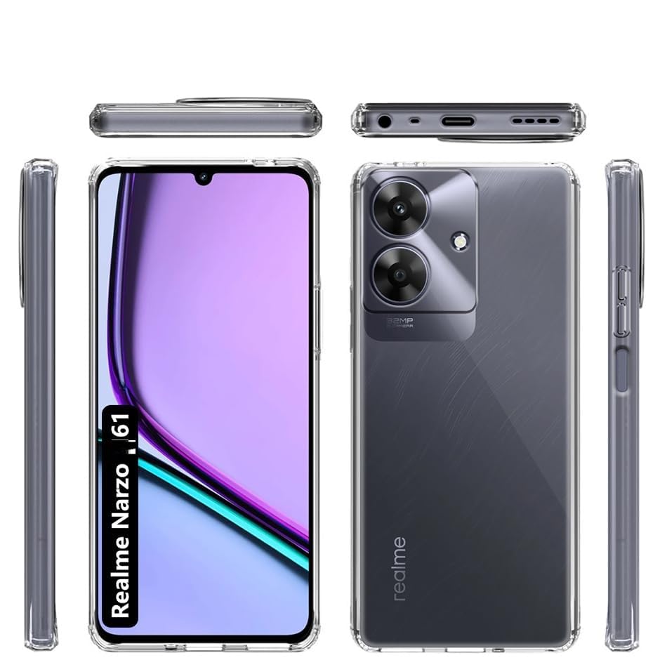 Image of COVERBLACK Dual Protection Rubber Back Cover for Realme Narzo 30 5G - Transparent
