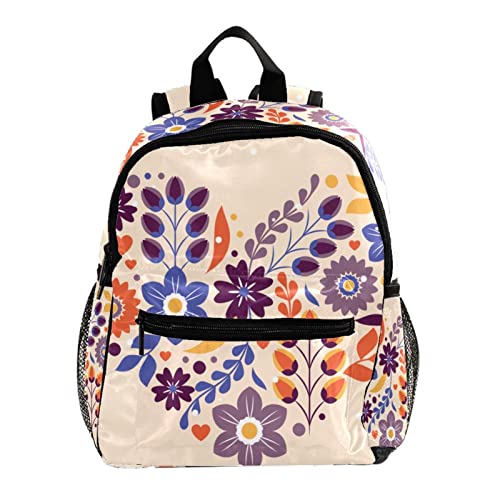 Sac à dos pour garçons et filles 30,5 cm confortable avec motif floral et cœur