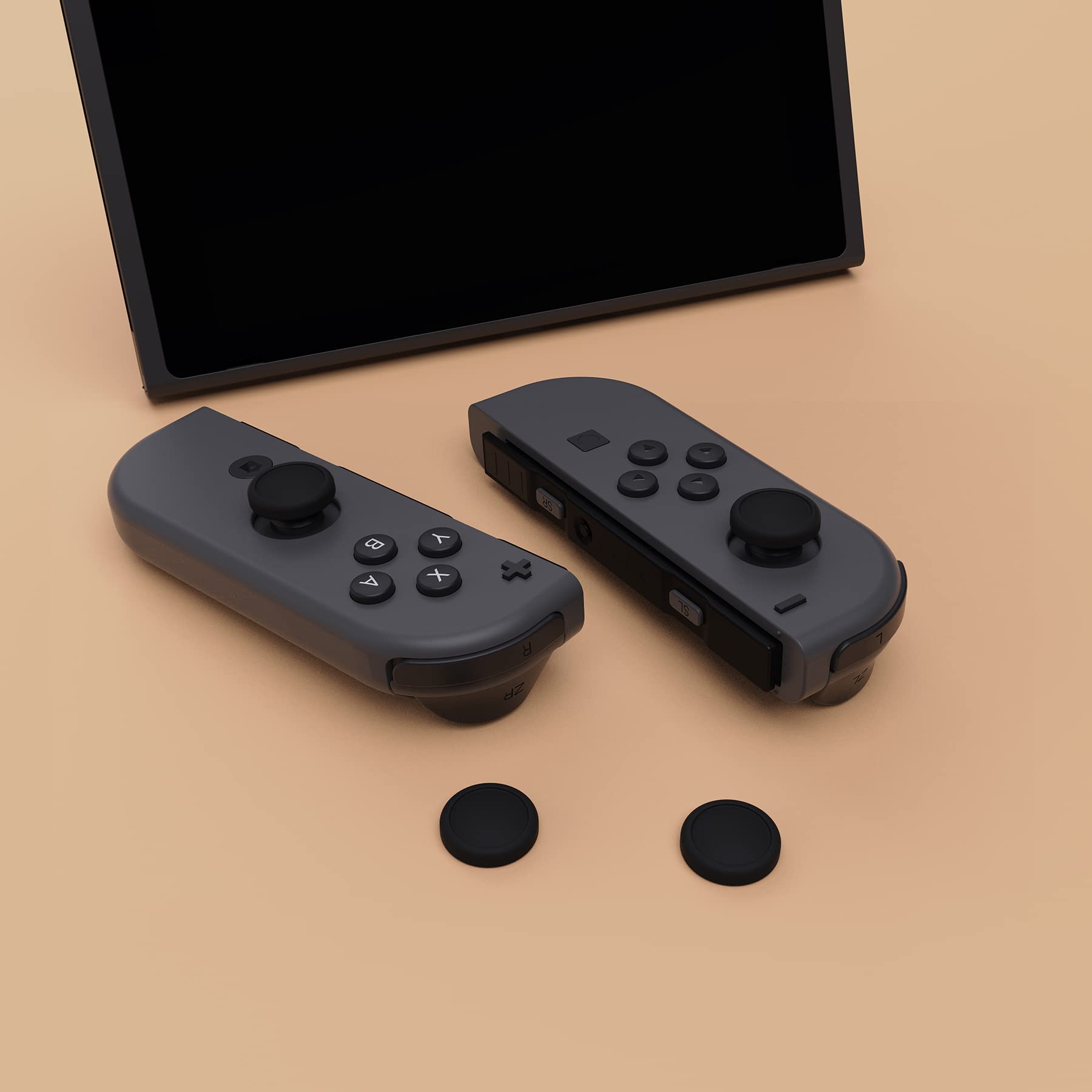 PlayVital Capuchon pour Switch Accessoires Protection Joystick,Joycon Cover de Stick pour Nintendo Switch OLED/Lite Thumb Grip Caps Prises de Pouce-Noir