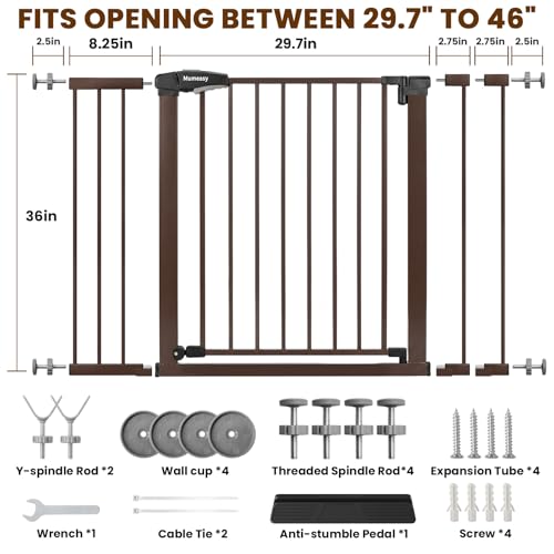 Image of Mumeasy 36 inch Extra Tall Dog Gate, 29.7-46 inch Baby Gate for Stairs & Doorways