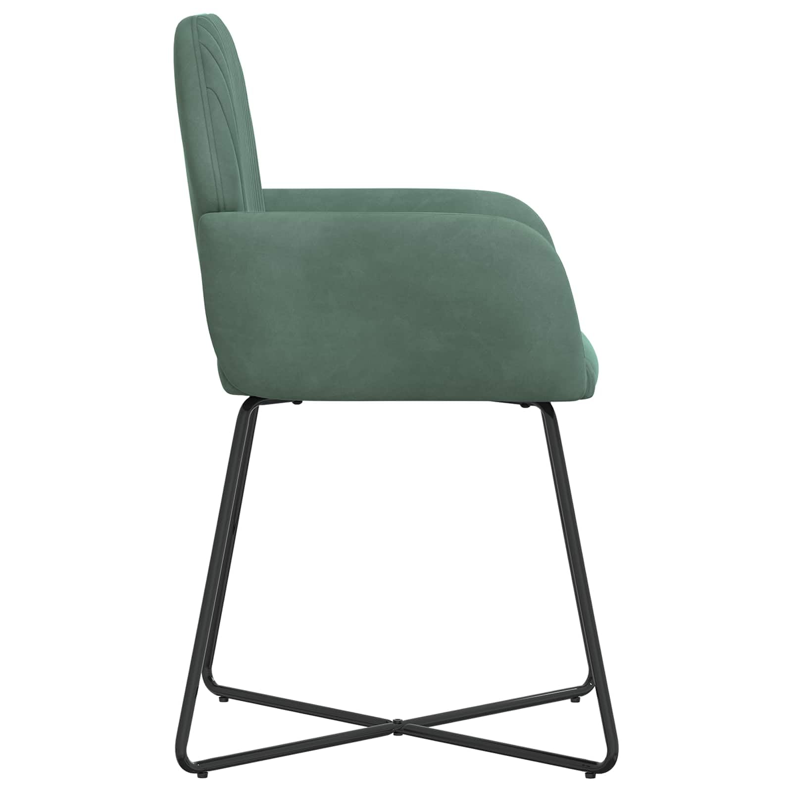 Krzesła do jadalni zestaw 2 szt. aksamitna zieleń morska 55 x 50 x 84 cm z podłokietnikami, ergonomicznym oparciem, stabilnymi metalowymi stelażami, wygodną tapicerką, odpowiednie dla