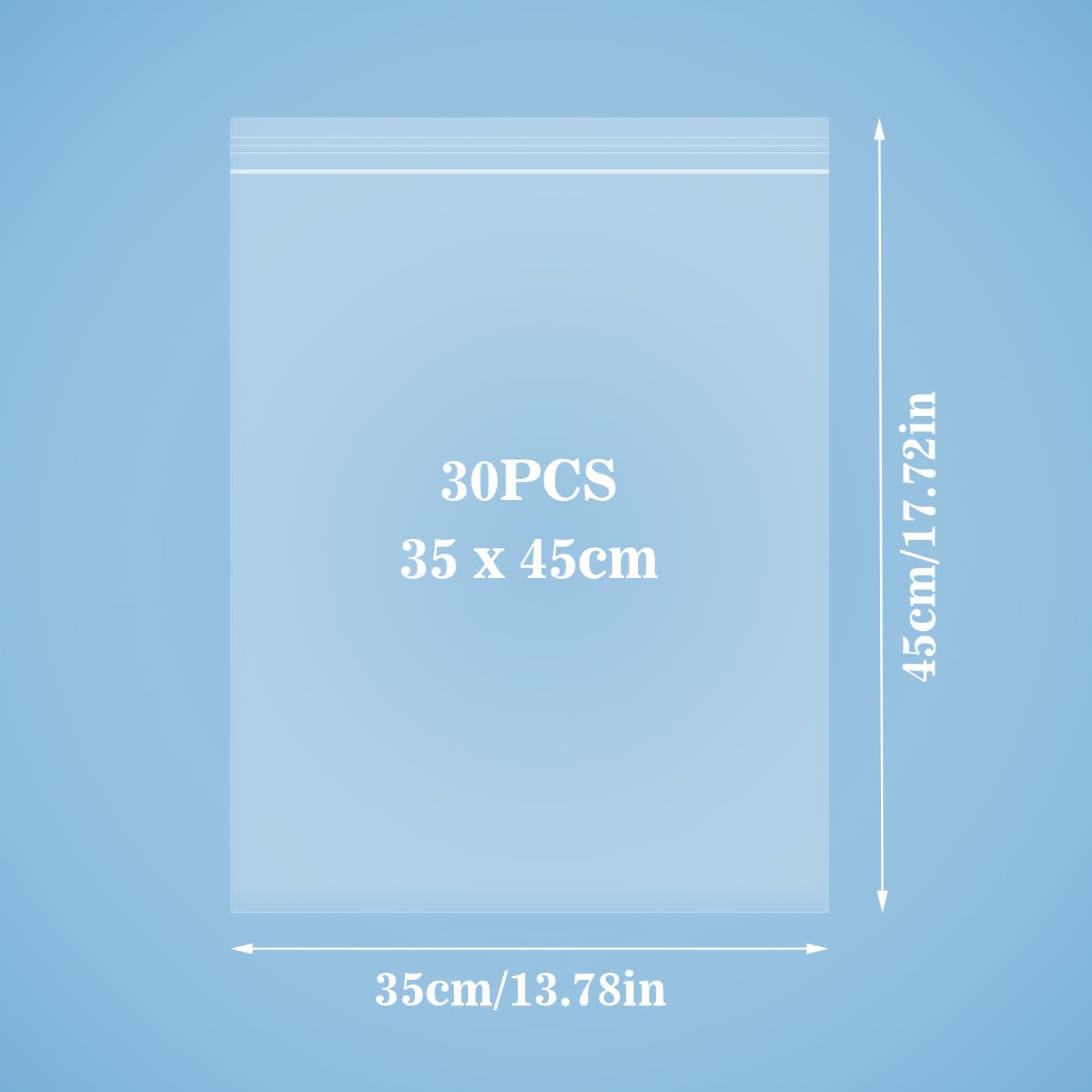 Resealable Grip Seal Bags, Clear, 35x45cm, 30PCS - Ideal for Storage of Nuts Grains, Collectibles, Clothes - Image 2