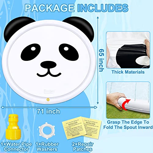 Amenon 71" Extra Large Panda Splash Pad Sprinkler Pool For Kids And Dogs, Inflatable Outdoor Summer Water Toys Play Mat For Ages 4-8 Toddlers Girls Boys Pets Outside Yard Lawn Backyard Games #TOP3