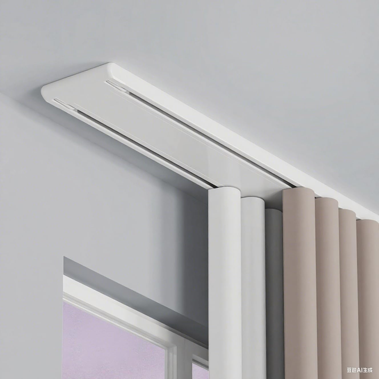 Zestaw podwójnych zasłon sufitowych z cichymi prowadnicami – aluminiowy karnisz do przegrody pokoju i salonu, 200 cm, białe wykończenie