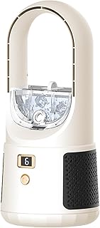 Bladeless Desk Fan, Evaporative Air Cooler, Multifunctional Personal Cooling Fan, Battery Operated Desk Fan, Small Bladeless Fan with 6-Speed Options, Quiet Table Fan for Home Bedroom Living Room