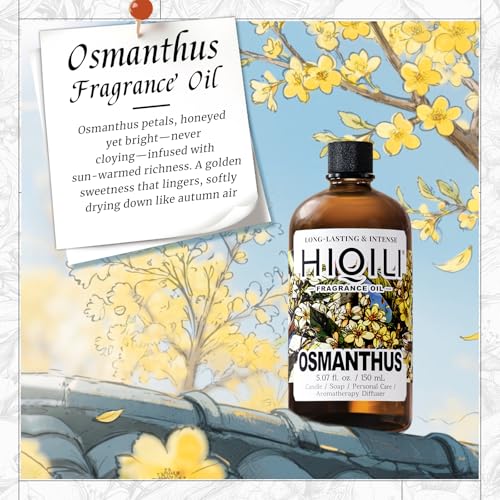 Image of HIQILI Osmanthus Fragrance Oil for Diffuser, DIY Women Perfume - 5.07 Fl Oz | Long-Lasting Scent for Body Spray, DIY Candle & Soap, Pet Safe, Graduated Dropper Included