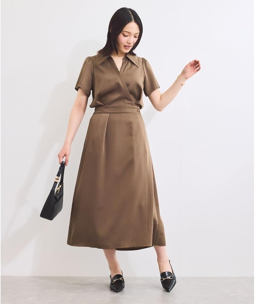 Amazon.co.jp: [ビス] WEB限定 カシュクールラップワンピース ブラウン