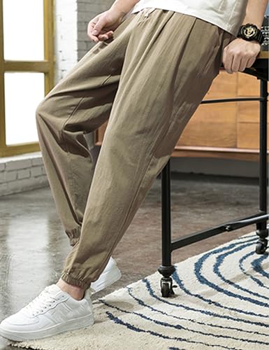 Zontroldy Men's Pants Cotton Linen Yoga Golf Beach Jogger Sweat Lounge Harem Pants Trousers4