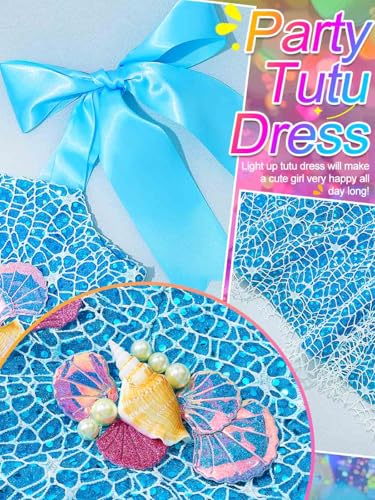 GORAIS Light Up Mermaid Dress Blue Beach Princess Festival Dresses for Girls4