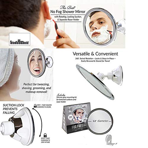 Starall Fogless Makeup Mirror with Holder Suction Cup 360 Rotation Shower Shave Mirrors