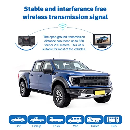 720P HD Wireless Reversing Camera 4.3 Inch LCD Monitor Kit Rear View Parking Camera with Parking Guide Lines for Car Van Tractor Camper Trailer - Image 3