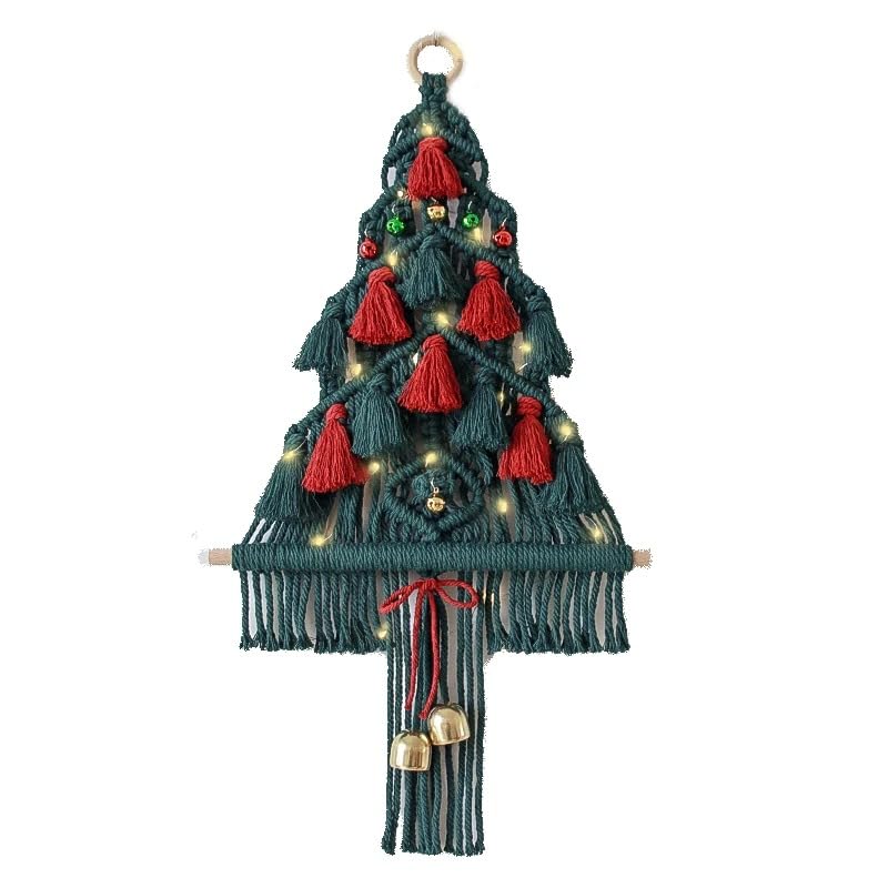 Macramé pour sapin de Noël mural et cloches tissées bohèmes