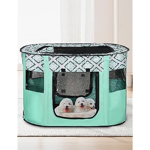 SENNAUX Portable Pet Playpen Foldable Dog Playpen Cat Playpen Exercise Kennel Tent Indoor Outdoor Pet Play Tent Pen Tents with Removable Zipper Top for Puppy Dog Cat Bunny Rabbits(31.5"x23.6"x21.7") Cover