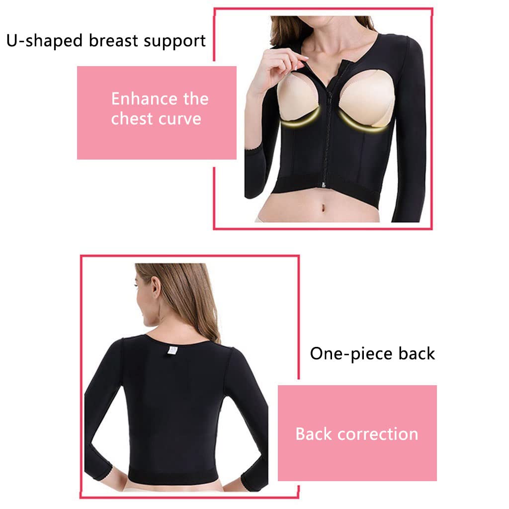 Post Quirúrgico Moldeador de Brazos para Mujer Mangas de Compresión Banda de Apoyo para Los Senos Tops Moldeadores Más Delgados Chaleco Corrector de Postura de Liposucción