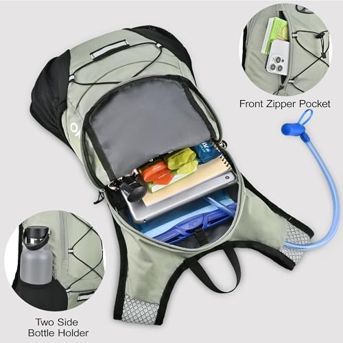 Image of Lightweight Hydration Backpack, Running Backpack with 2L Water Bladder, Hydro Water Daypack for Cycling Hiking Rave for Men Women