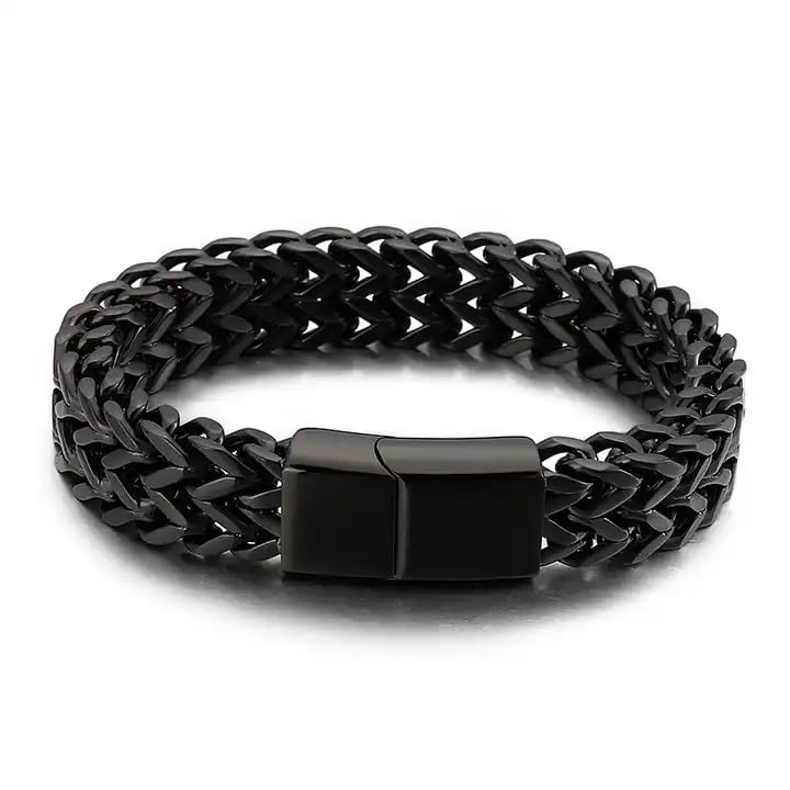MIAMI Bracelet for Men Boys brother boyfriend gents Fashion Silver Black Bracelet for Men Stylish Stainless Steel Dual Curb Silver Chain Bracelet Magnet lock Birthday Husband valentine bracelet M486 (B0CLP9H1ZW) Amazon Price History, Amazon Price Tracker