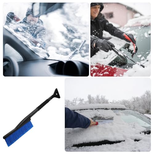 Cepillo para nieve y raspador de hielo para coche con cabezal de PP azul antiarañazos 7