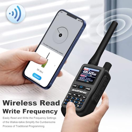 Image of BAOFENG UV-5R Mini Two Way Radio BF-5R Mini Walkie Talkie Wireless Power Adjustable Tiny Size Frequency Copy 999 Channels Type-C Four Colors Portable Ham with 771 Antenna and Headset(2 Pack) (Grey)