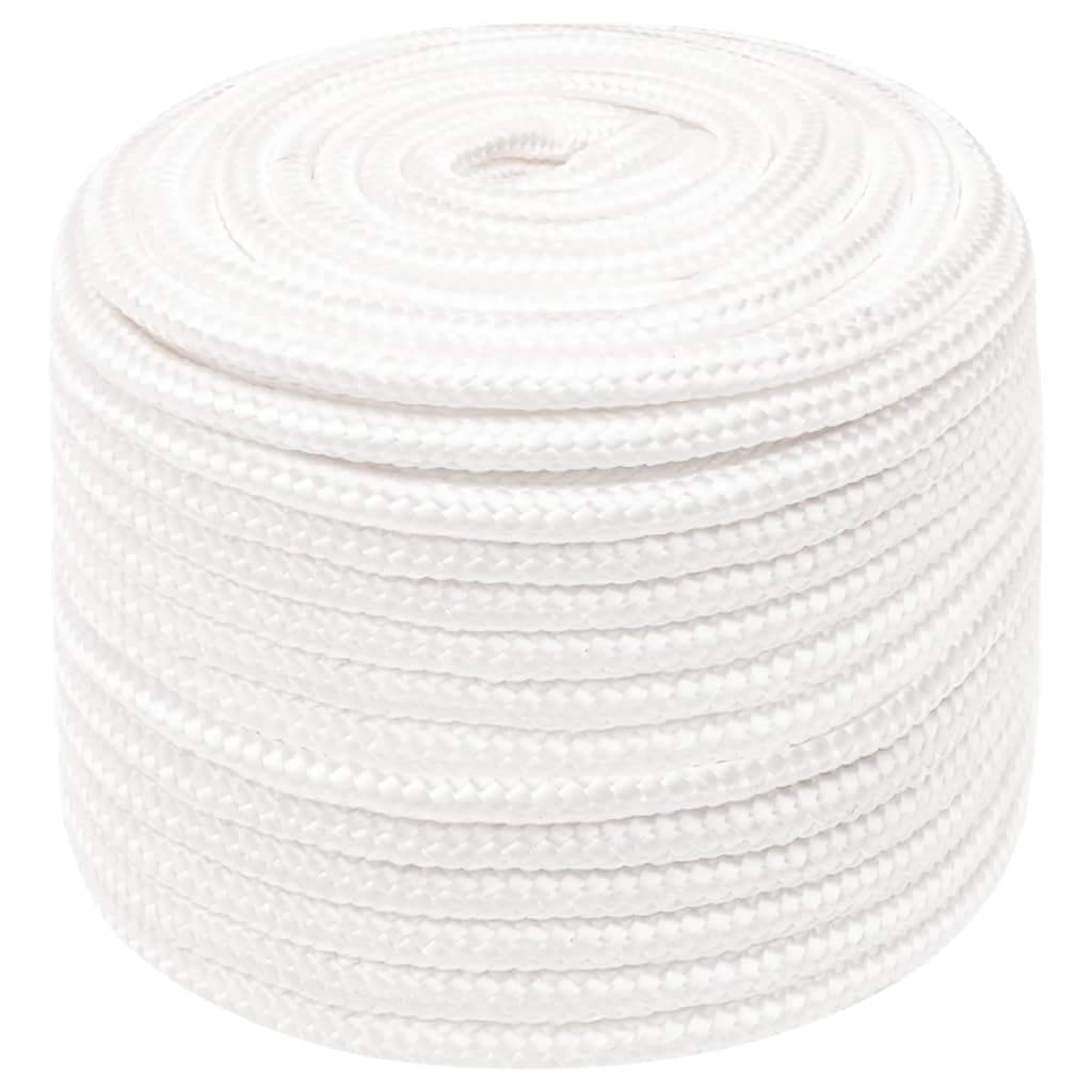 vidaXL Bootsseil Ankerleine Festmacher Tauwerk PP Leine Seil Tau Polypropylenseil Geflochten Flechtleine Weiß 12mm 100m Polypropylen