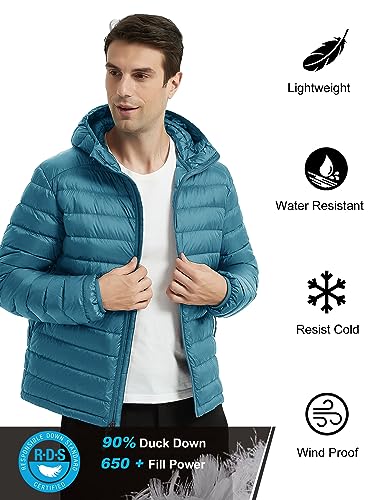 Image of Lesmart Men Down Jacket Puffer Winter Jacket with Hooded Packable Lightweight Windproof Insulated Warm Coat