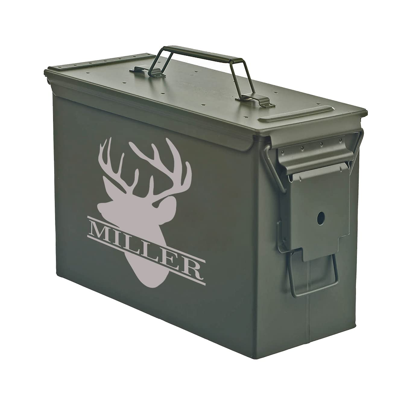 Daylor Personalized Engraved Ammo Can Storage Box Custom Deer Head Hunting (30 Cal)