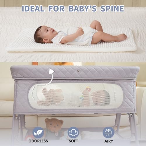 Bassinet Bedside Sleeper, Adjustable Height Baby Bassinet with Wheels - image 6