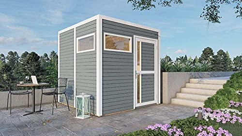 Carlsson Gartenhaus Holz und Gerätehaus Design Cube | Hochstabile Massive Elementbauweise | Mit Flachdach…