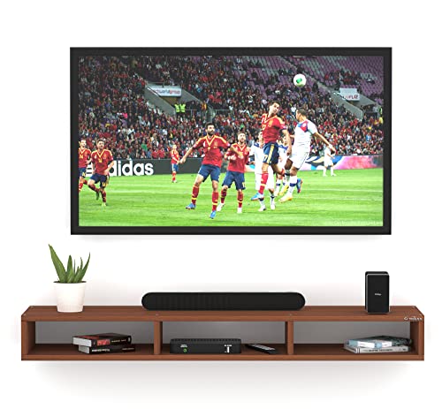 Image of Anikaa Zion Engineered Wood Wall Mount TV Unit /TV Stand /Wall Set Top Box Stand /TV Cabinet /TV Entertainment Unit (Walnut)(D.I.Y)