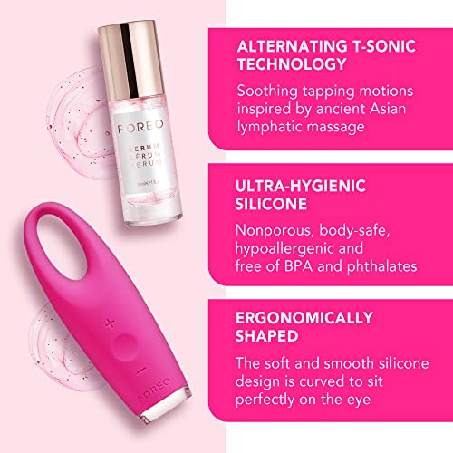 Foreo Iris Eye Massager Dark Circle Remover & Eyebag Remover Eye Depuffer Anti Aging Increases Absorption Of Eye Mask Essences| Waterproof 2-Year Warranty Magenta #TOP3