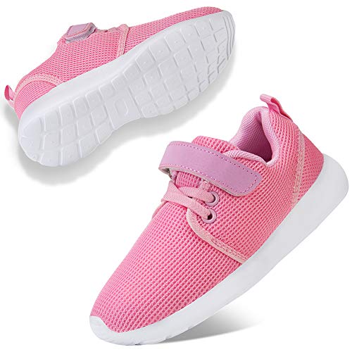 WateLves Chaussures de Course Enfants Chaussures antidérapantes Baskets Baskets d'extérieur Respirantes Velcro garçons et Filles(666-Rose,32 EU)