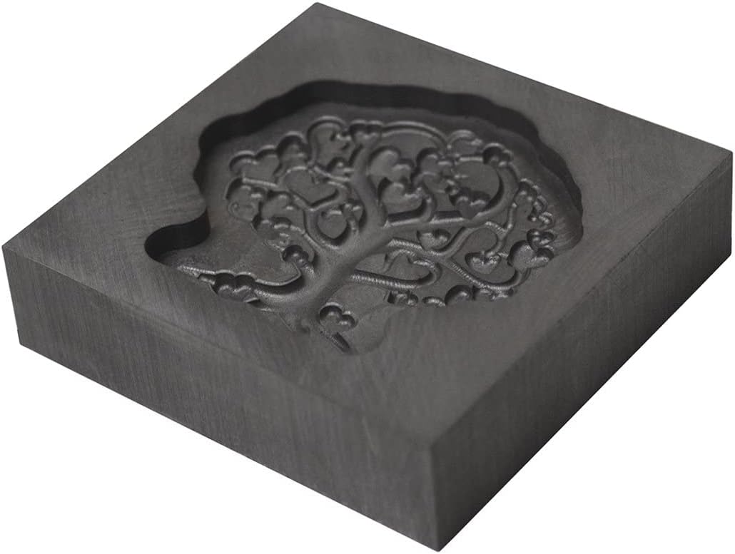 Small - Tree of Love 3D Graphite Ingot Mold for Precious Metal Casting Gold Silver Copper Melting