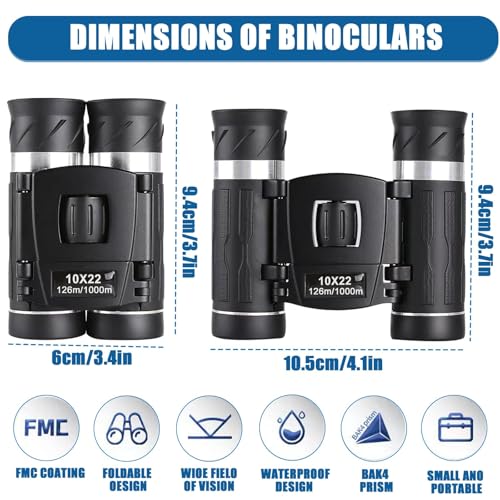 Binoculares compactos 10x22 portátiles para adultos y niños miniatura 2