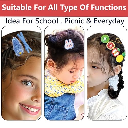 Image of TEMPERIA (1 Pack - 14 Clips) Hair Clips for Girls Kids - Girl Gift Items for Birthday - Cute Hair Clips & Pins Set for Baby & Small Girls - Girl Hair Accessories (Random Colors & Designs) (MN02)