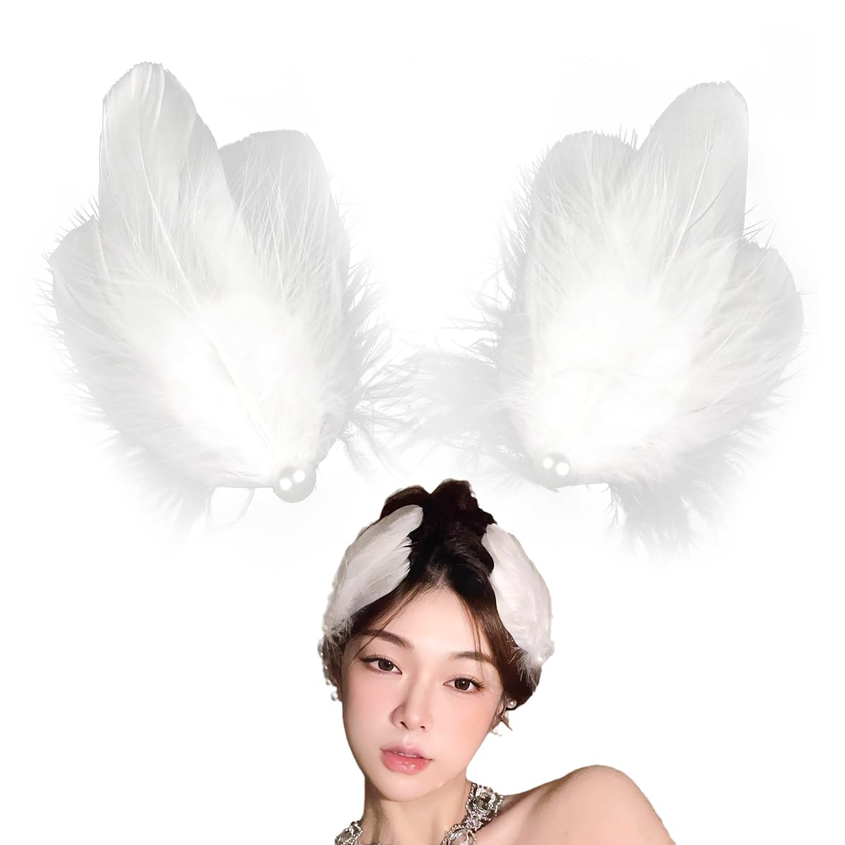 Amazon.com : Aaiffey White Swan Feather Hair Clip Ballet 