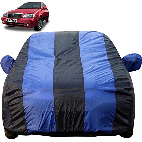 Image of Autofact Car Body Cover with Mirror Pockets Compatible for Maruti Esteem (Triple Stitched, Bottom Fully Elastic, Royal Blue Color)